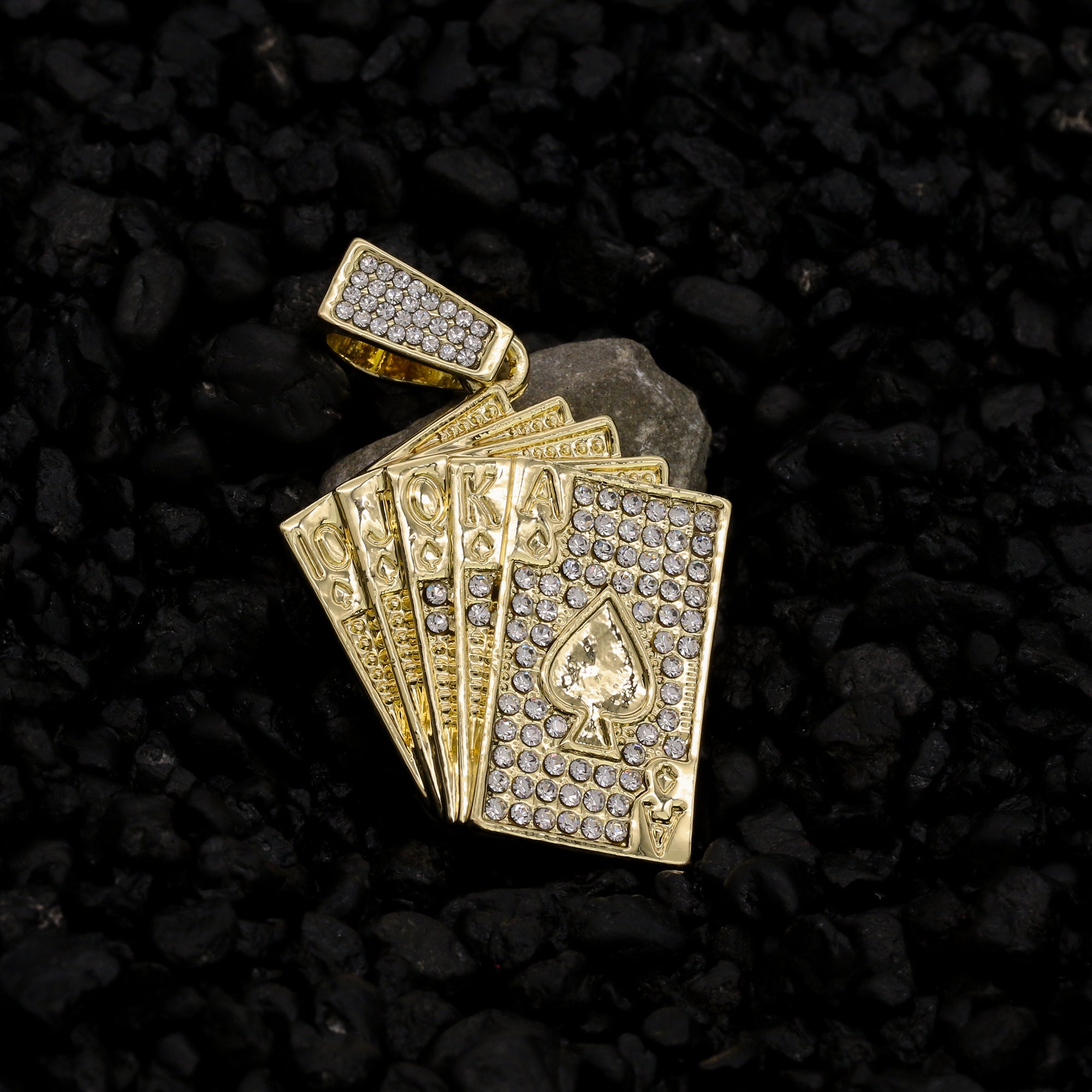 Deck of Cards Pendant Rope Chain Men's Hip Hop 18k Cz Jewelry Necklace Choker