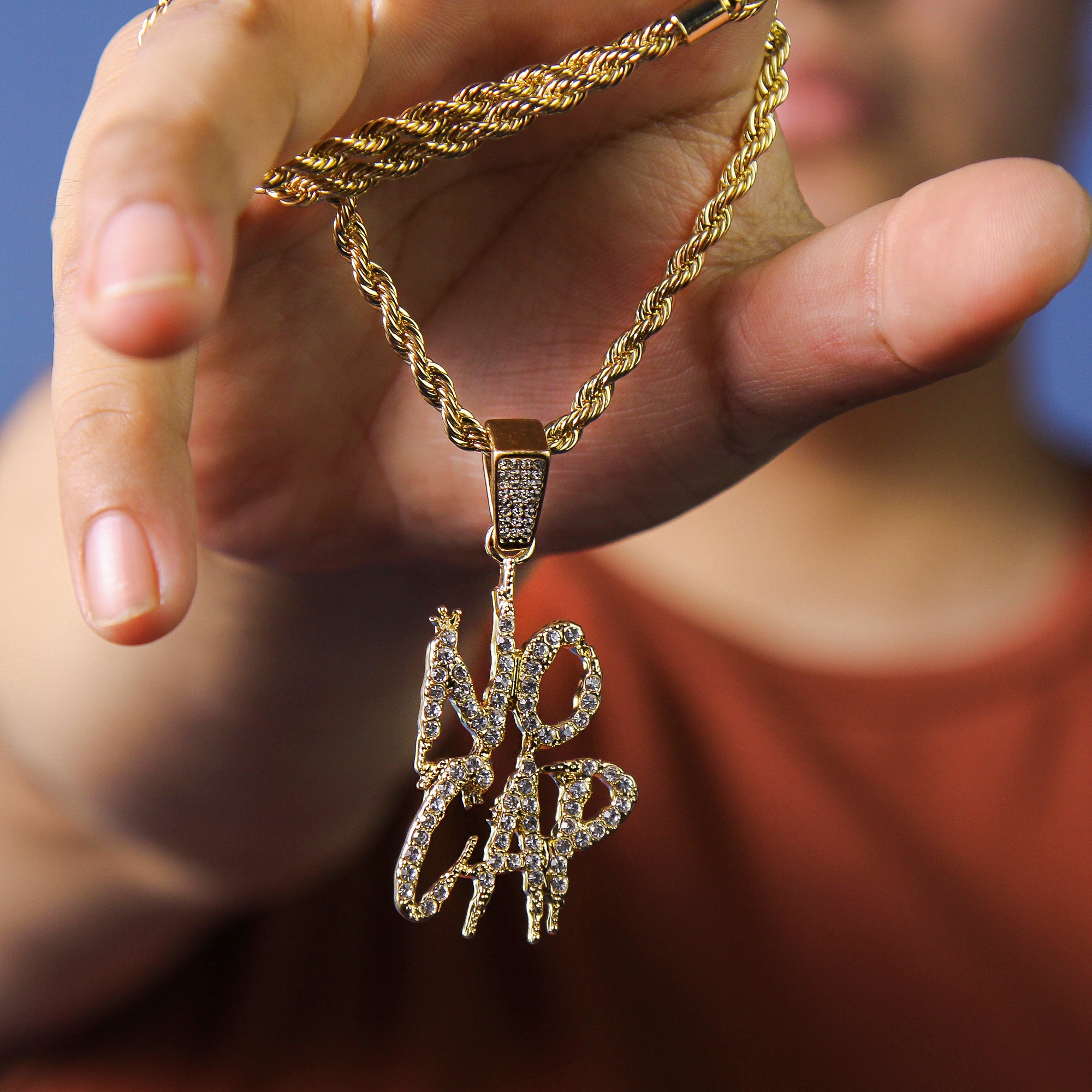 Drip no Cap Cz Pendant Rope Chain Men's Hip Hop 18k Cz Jewelry
