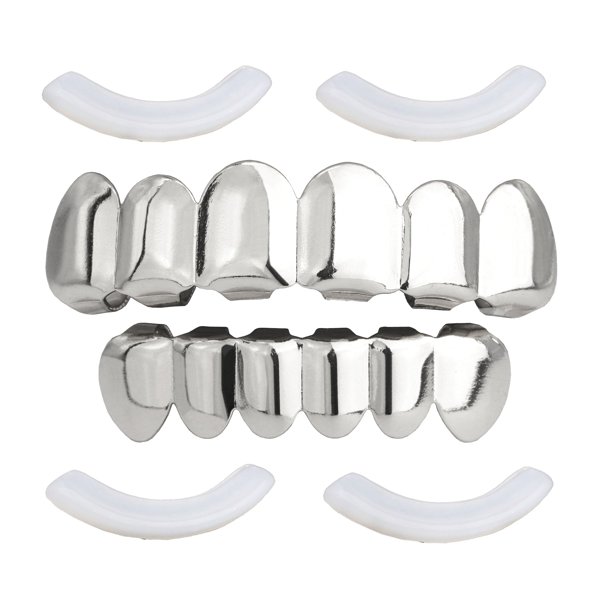 18k WHITE GOLD TOP & BOTTOM PLAIN GRILLZ