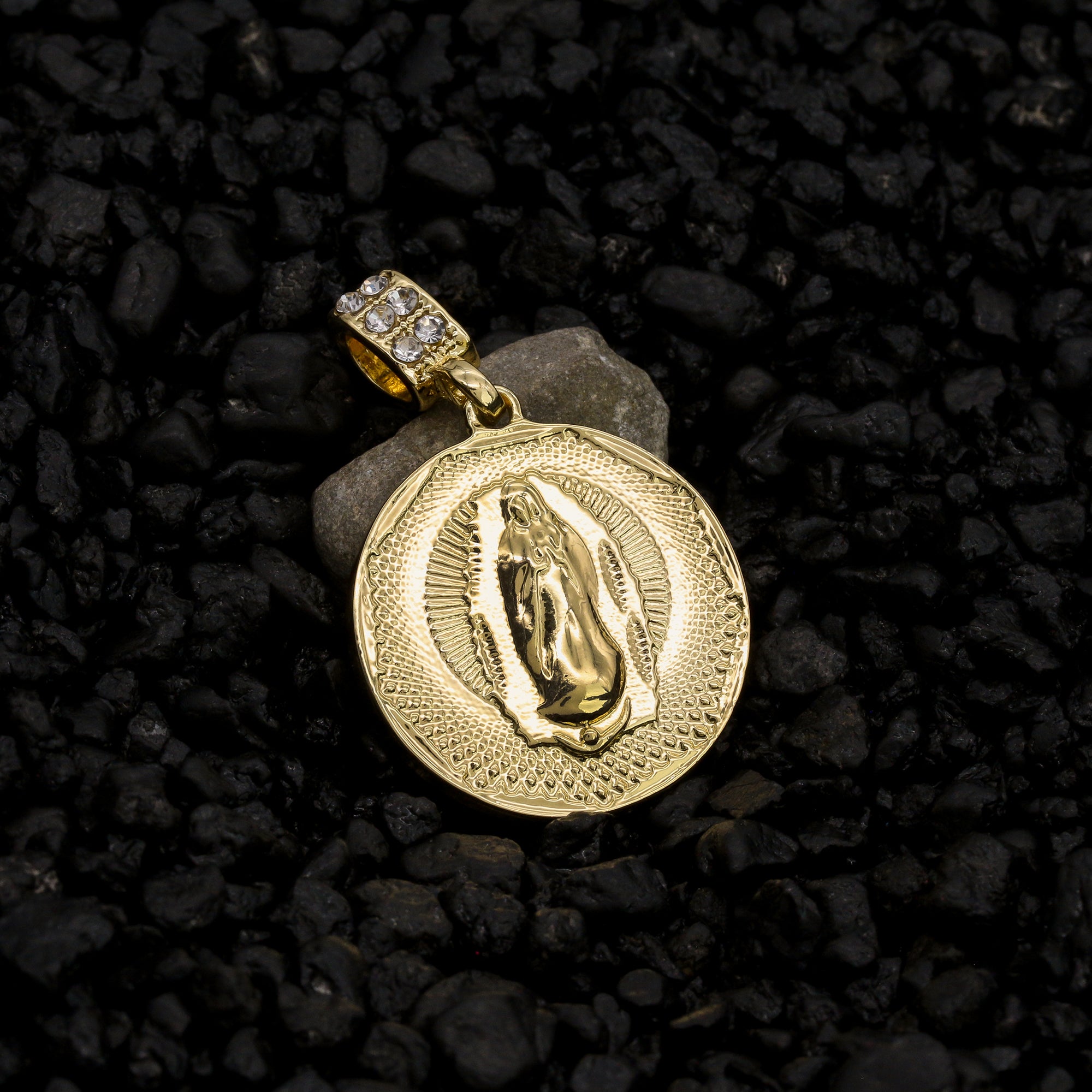 Plain Guadalupe Octogon Pendant Rope Chain Men's Hip Hop 18k Jewelry Necklace Choker