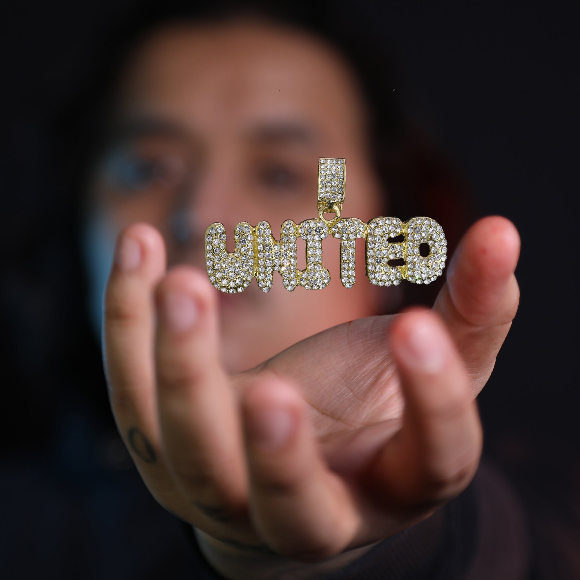 Hip Hop Iced Lab Diamond 18k Gold plated UNITED Charm Pendant