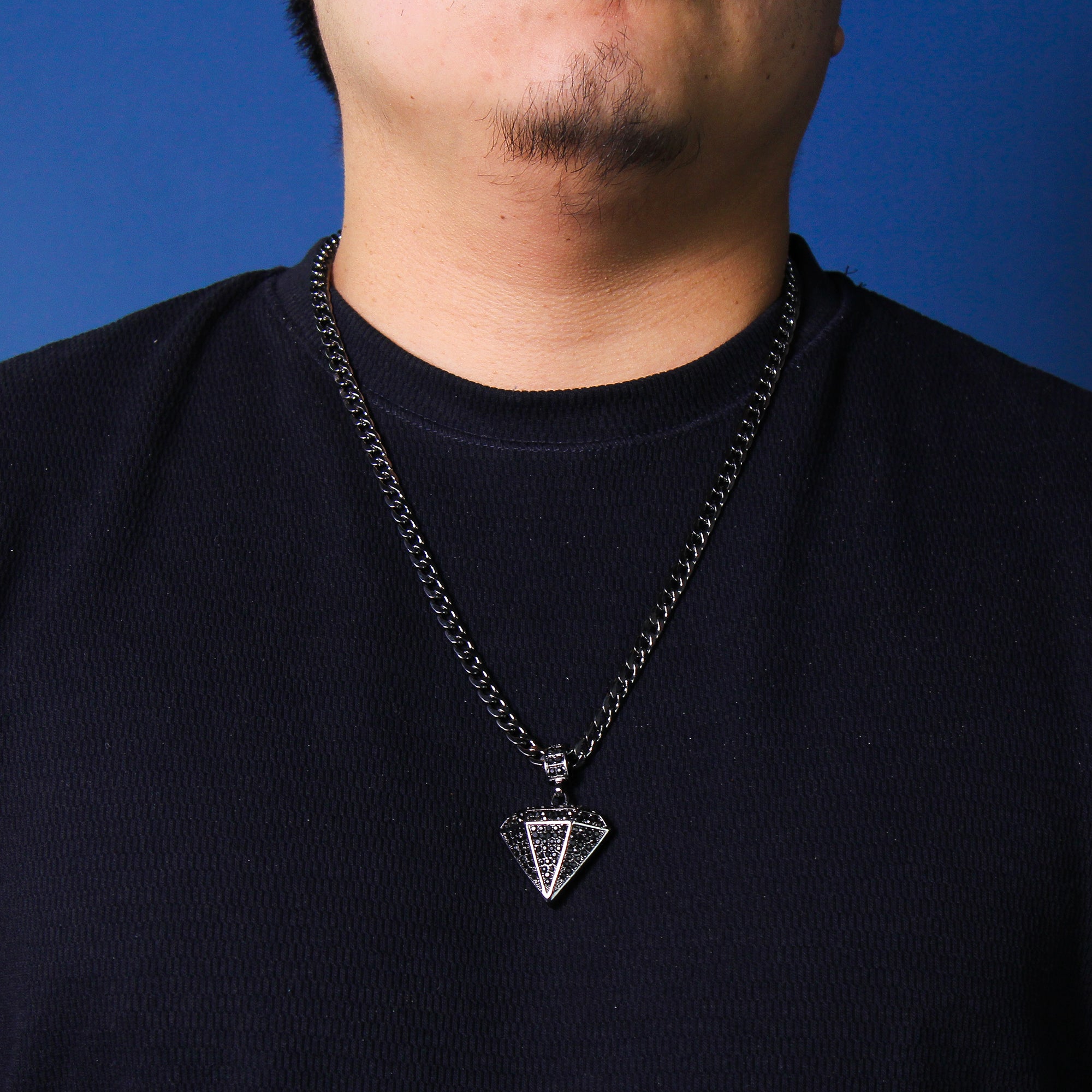 D-Shape Pendant 4mm 24" Cuban Chain Hema Plated