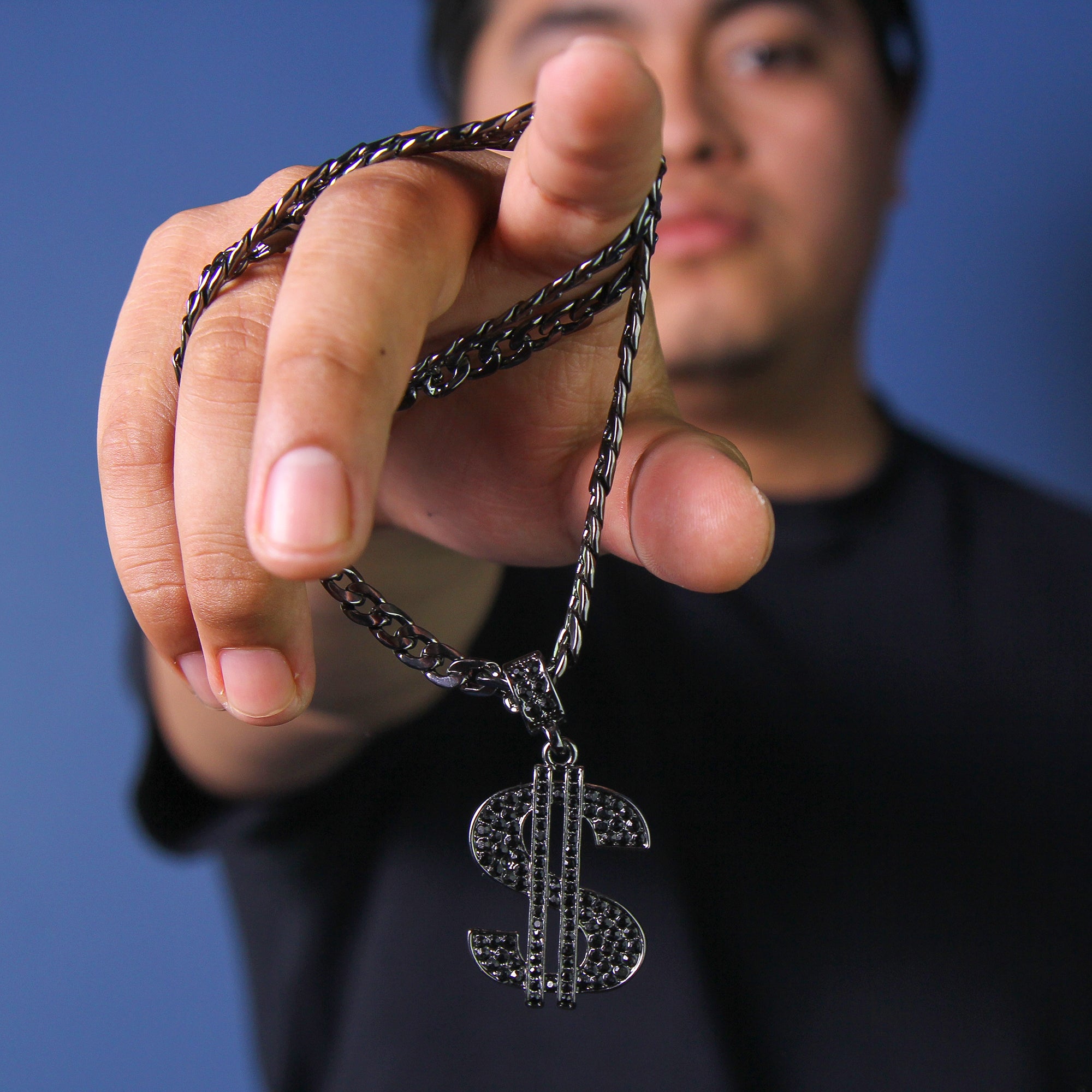 Dollar Sign Pendant 4mm 24" Cuban Chain Hema Plated