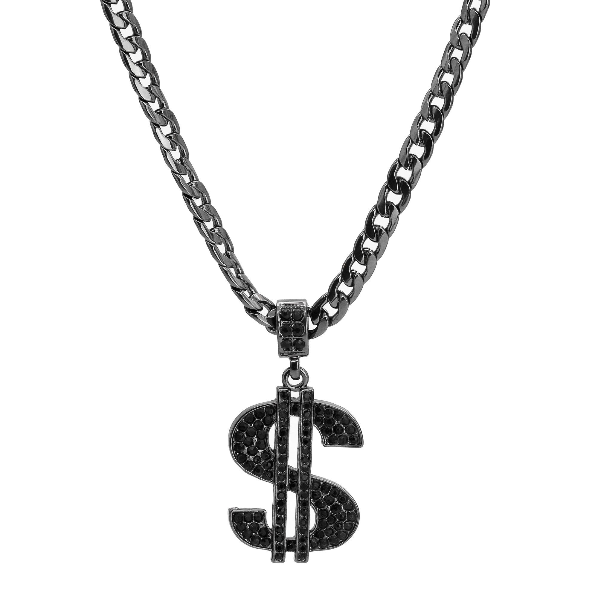 Dollar Sign Pendant 4mm 24" Cuban Chain Hema Plated