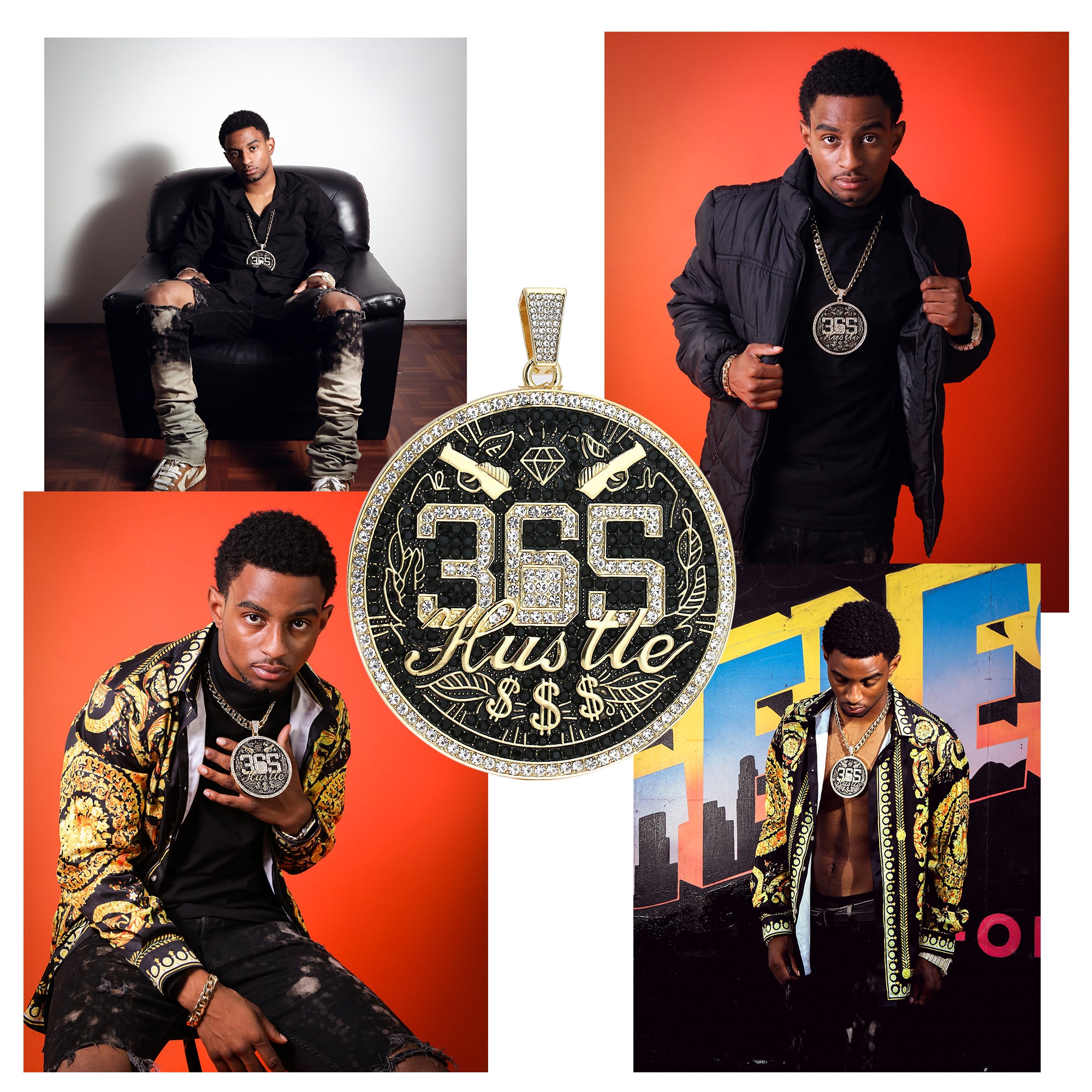 XXL 14k 365 Medallion Hustle Pendant 14mm Cuban Chain