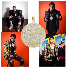 XXL 14K Big 23 Medallion Pendant 14mm Flat Cuban Chain