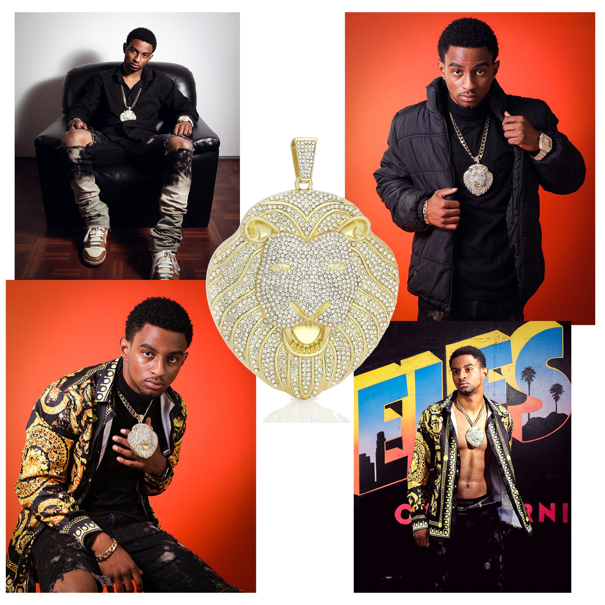 XXL Huge Lion King Face Iced Pendant 14mm Cuban Chain