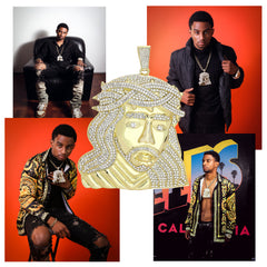 XXL Crowned Jesus Wide Face Pendant & 14mm Flat Cuban Chain – 4" Bling