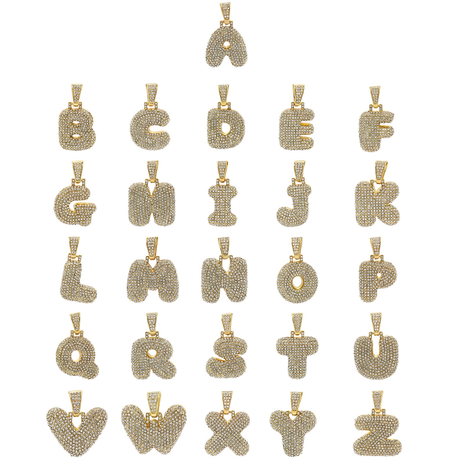 CUBAN CHAIN ALPHABET PENDANT BUBBLE A-Z