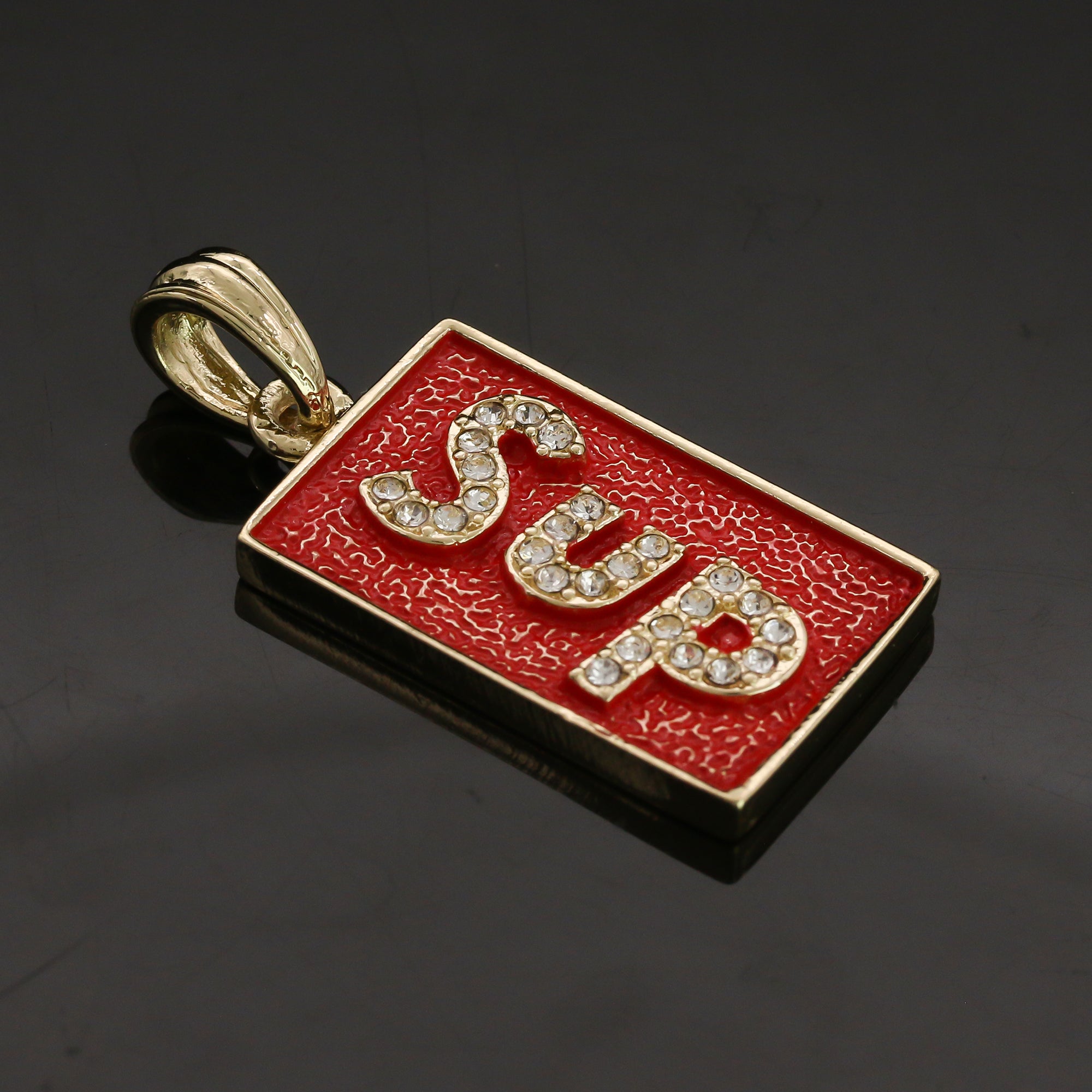 14k Gold Plated Hip-Hop Cz SUP Pendant 20" Choker Rope Chain Necklace