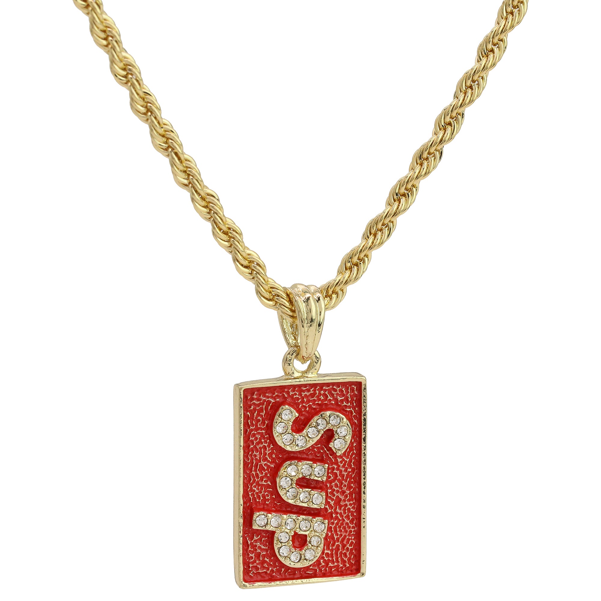 14k Gold Plated Hip-Hop Cz SUP Pendant 20" Choker Rope Chain Necklace