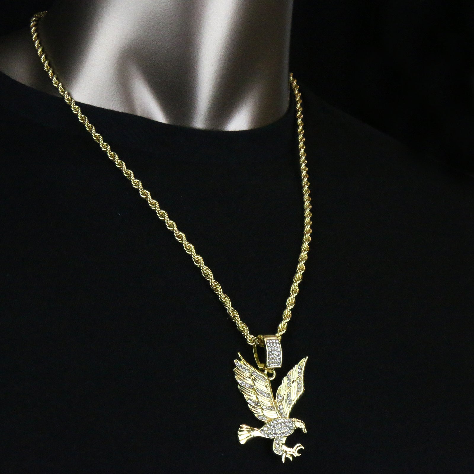Cz Egale Pendant 24"Inch 4mm Rope Chain