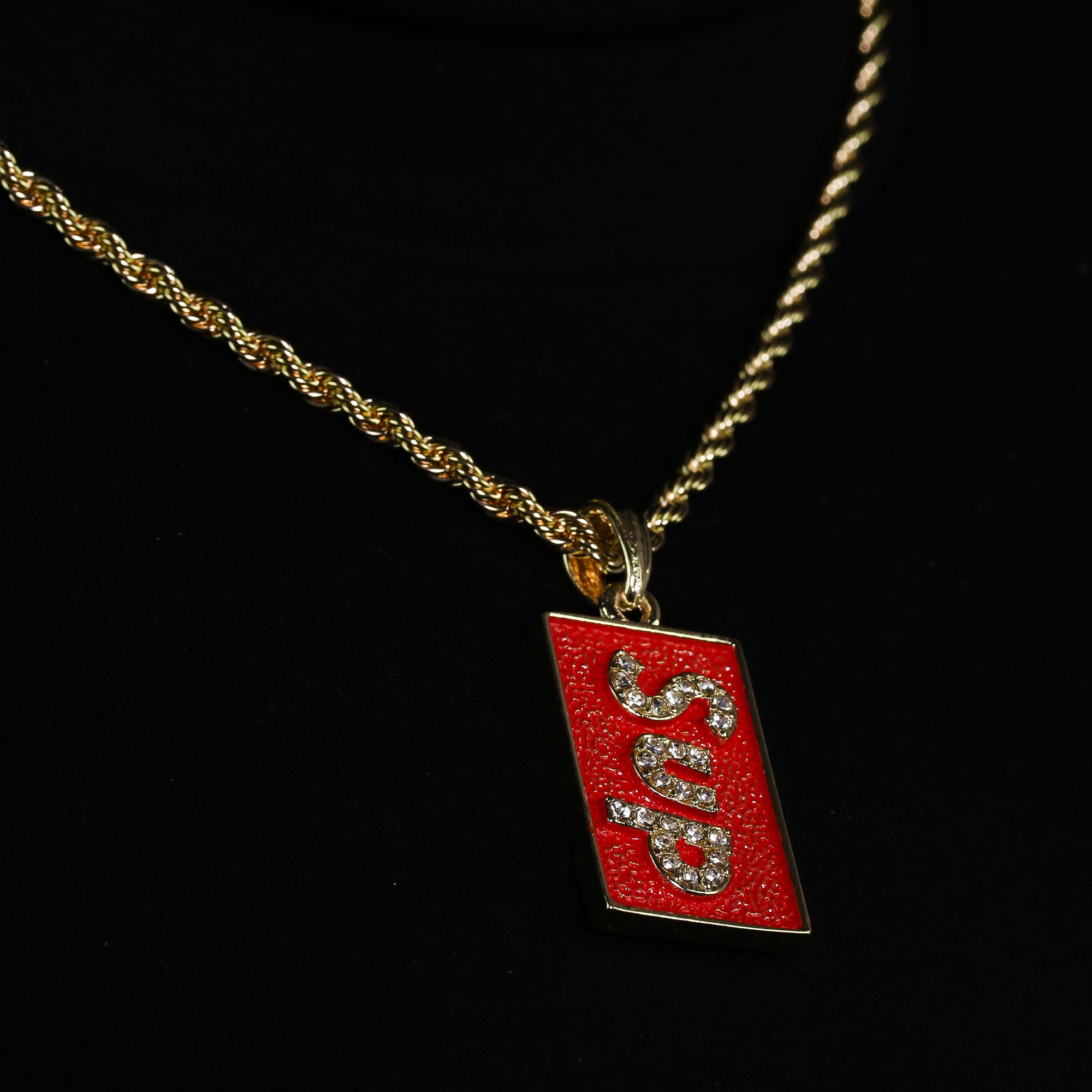 14k Gold Plated Hip-Hop Cz SUP Pendant 20" Choker Rope Chain Necklace