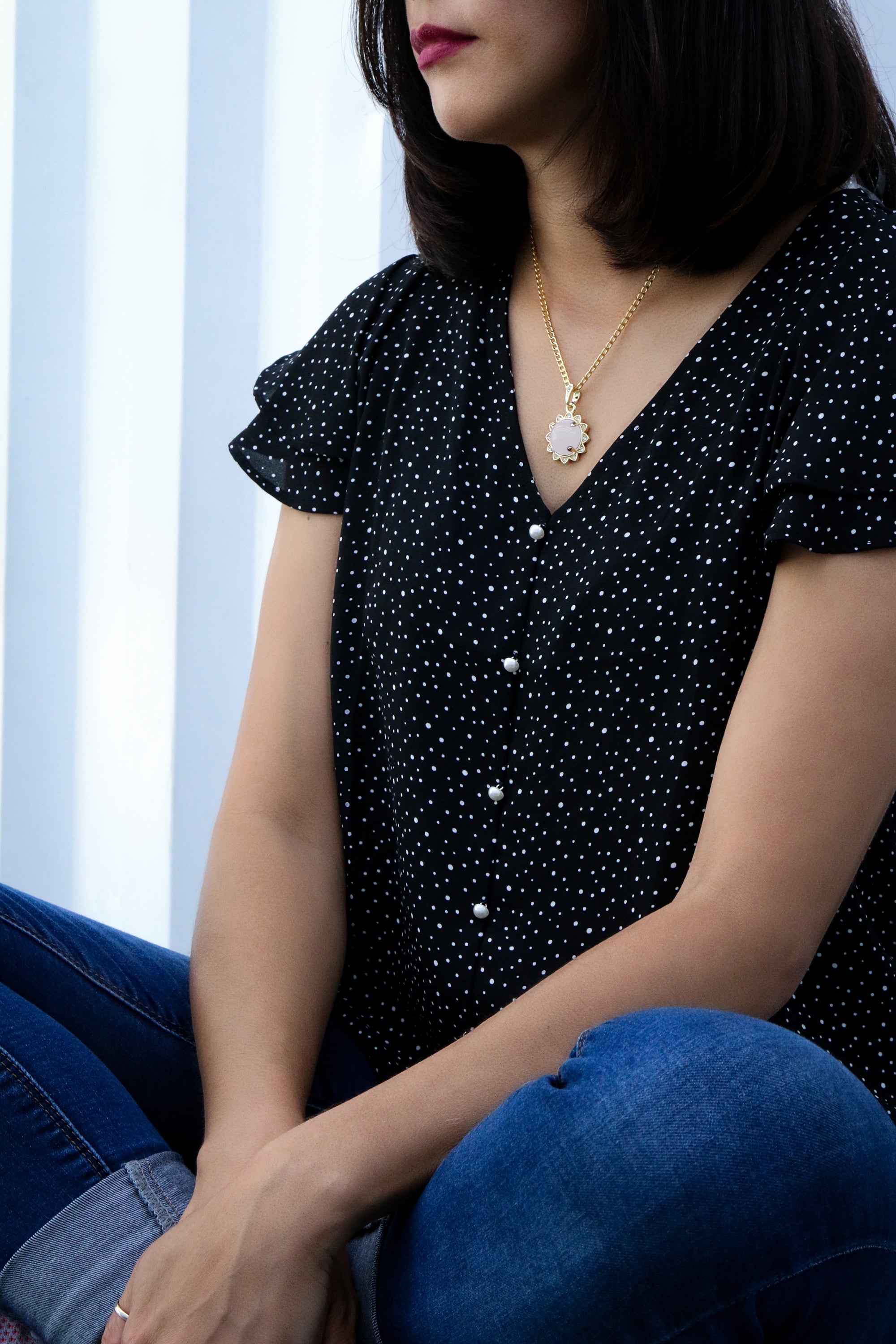White Round Women's Jade Chain Pendant Necklace