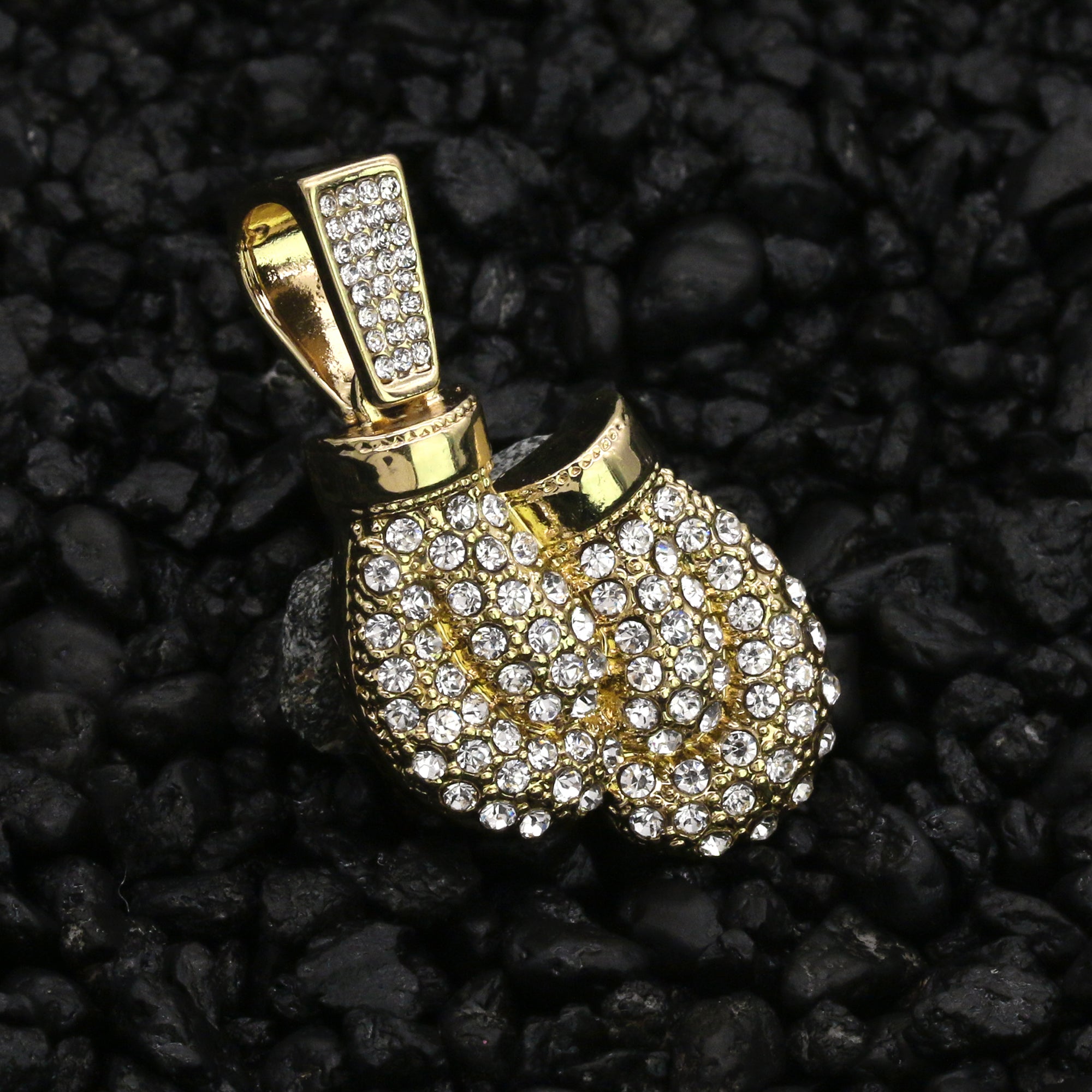 Boxing Gloves Pendant 24" Rope Chain Hip Hop 18k Jewelry