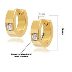 Gold Plated Money Tree Pendant 24" Rope Chain/Stainless Steel Huggie Hoop Cz Earrings 2pc Set