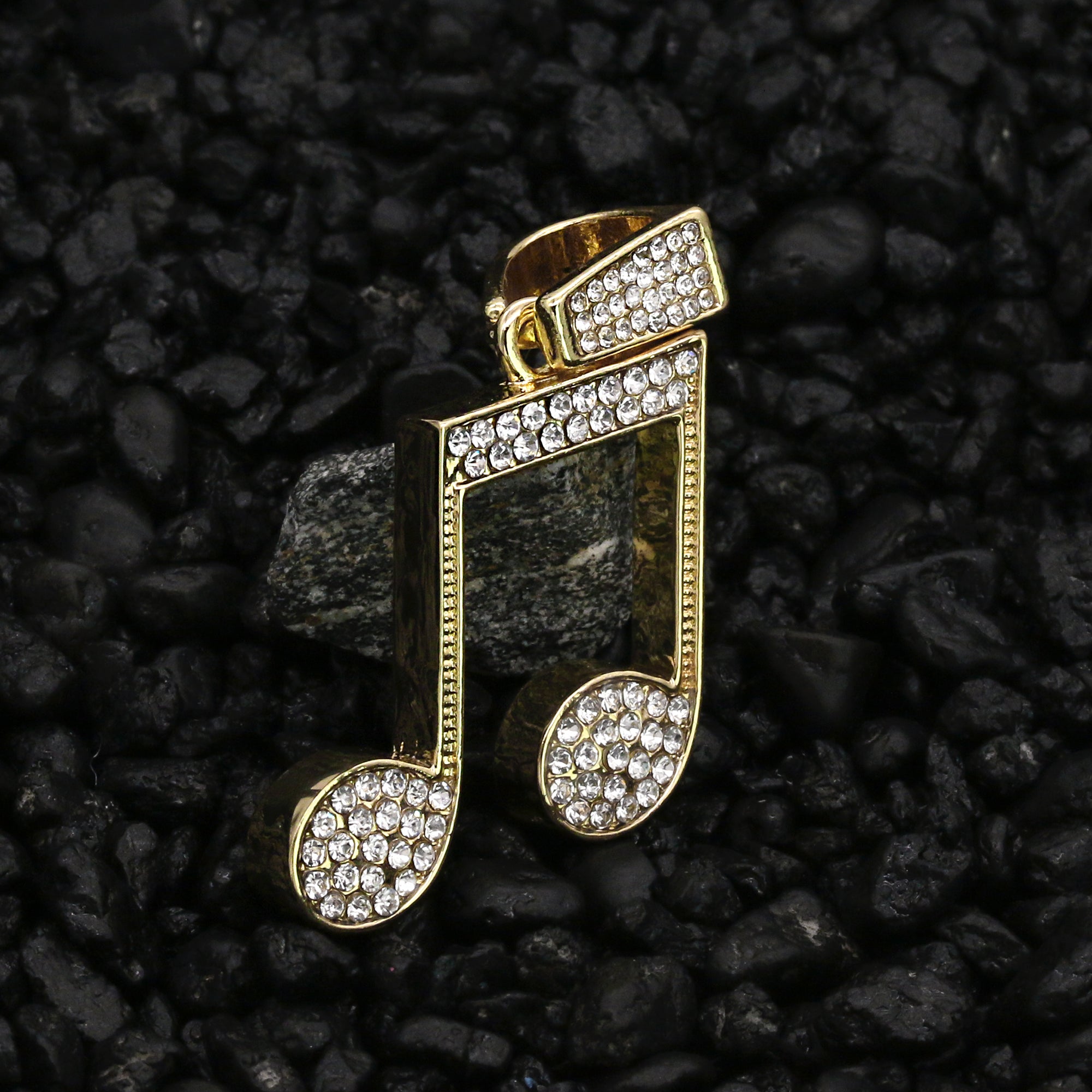 Music Note Pendant 24" Rope Chain Hip Hop 18k Jewelry
