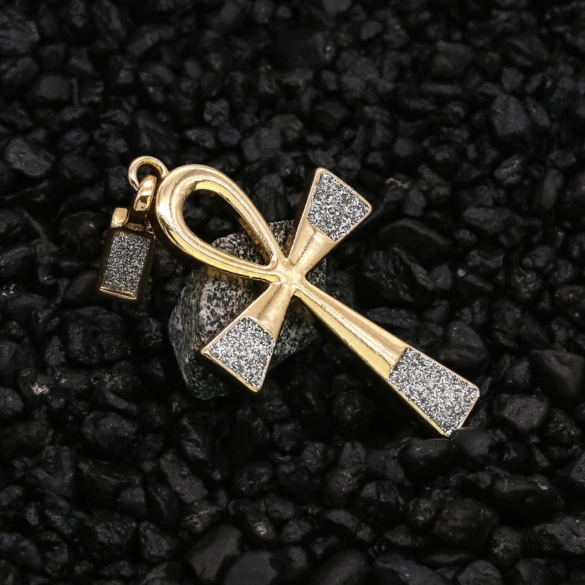 Stardust Ankh Pendant 24" Rope Chain Hip Hop 18k Jewelry