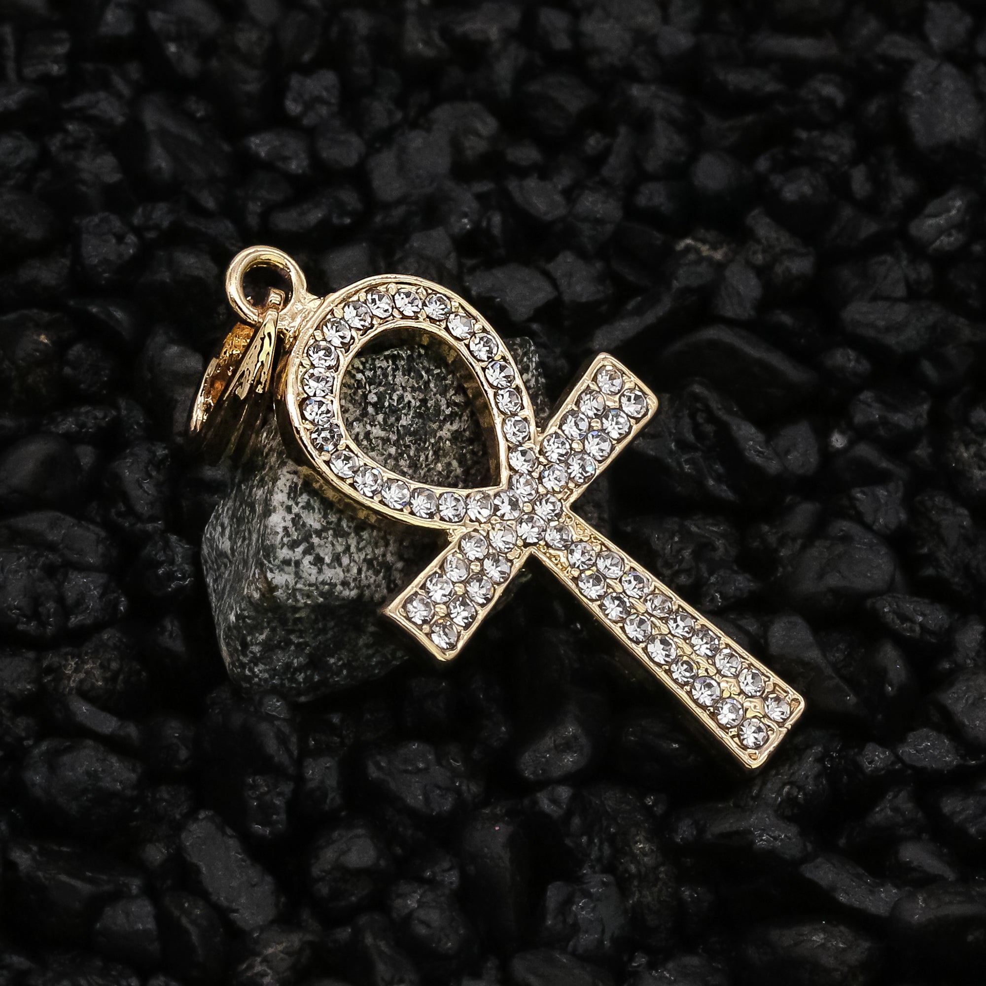 Egyptian Ankh Pendant 24" Rope Chain Hip Hop 18k Jewelry Necklace