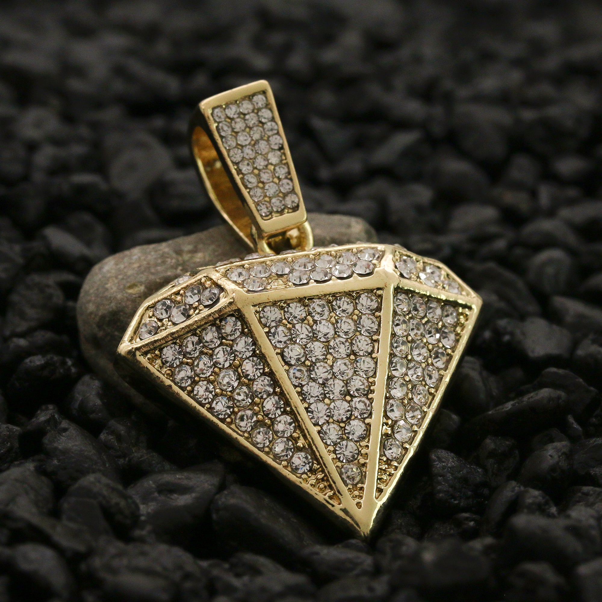 Cz D-Shape Pendant 24" Rope Chain Hip Hop 18k Jewelry Necklace