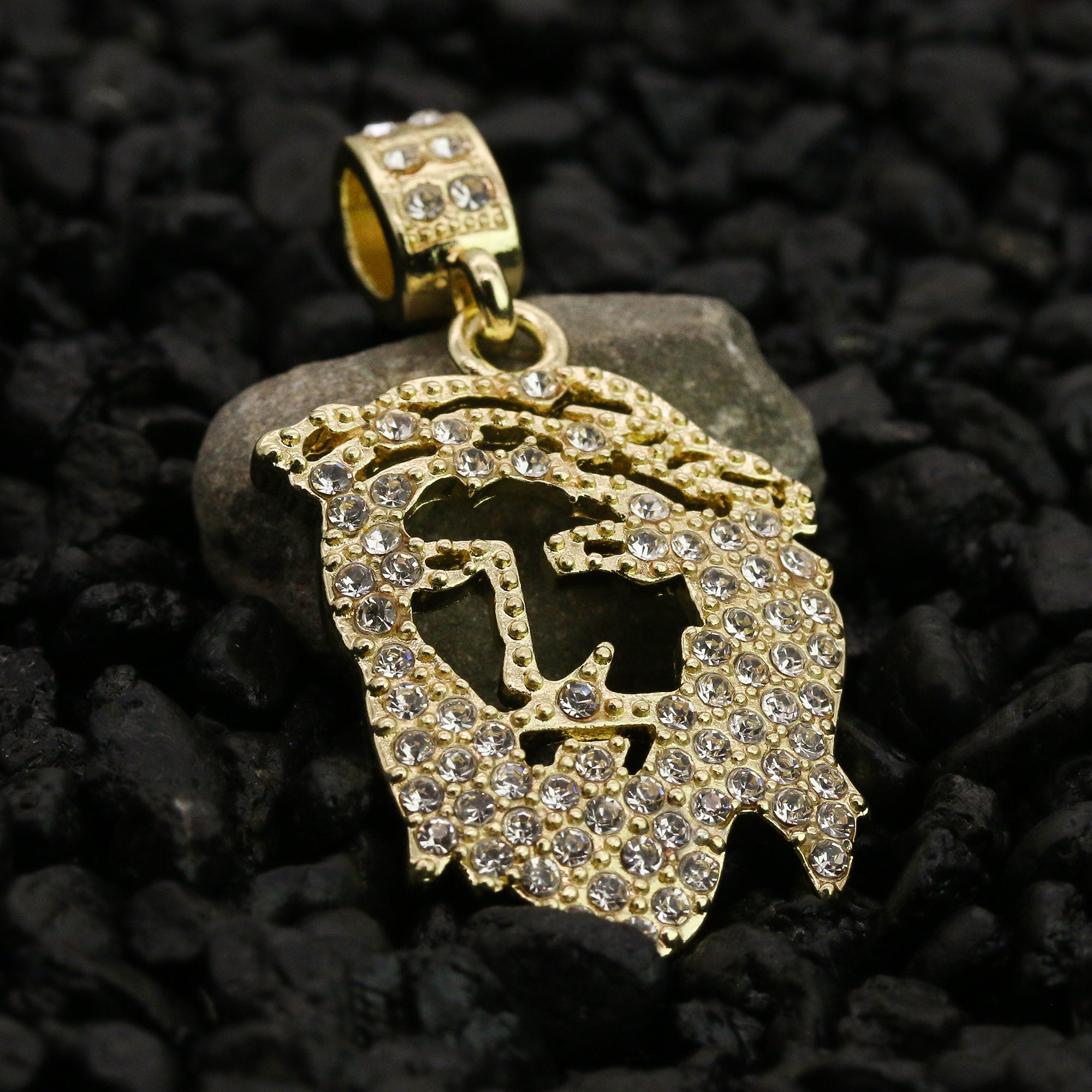 Fully Cz Hollow Jesus Face Pendant 24 Rope Chain Hip Hop 18k Jewelry Necklace JT
