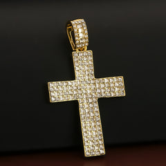 4 Pcs Cz Cross Cubic Cut Set Exotic Spike Cuban Chain, Tennis Chain & Miami Cuban Chain Bundle Gold PT