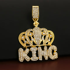 4 Pcs Cz King Crown  Set Exotic Spike Cuban Chain, Tennis Chain & Miami Cuban Chain Bundle Gold PT