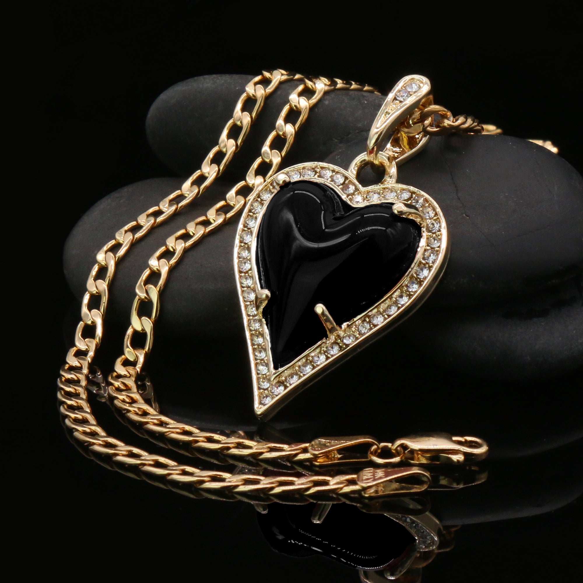 Black Heart Women's Jade Chain Pendant Necklace