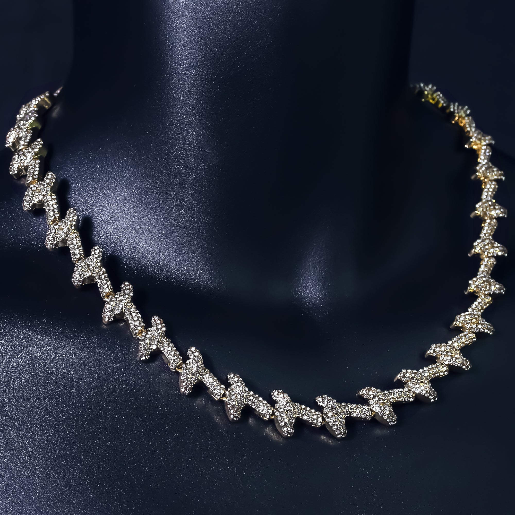 14k Chain 3pcs Bundle 18" Tennis Choker 20" Barbed Wire & 24" Miami Cuban Chain