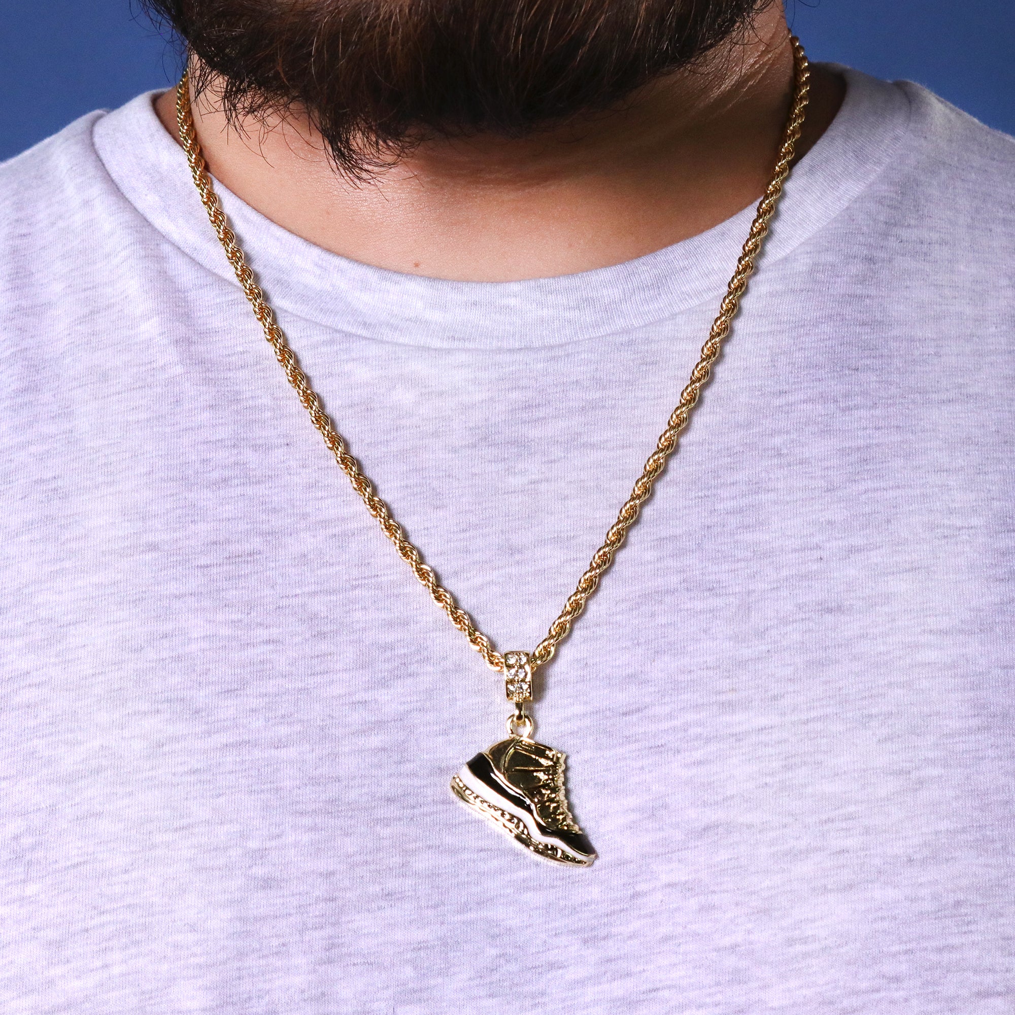 Concord Shoe Pendant 24" Rope Chain Hip Hop 18k Jewelry