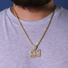 $100 Dollar Stack Pendant 24" Rope Chain Hip Hop 18k Jewelry