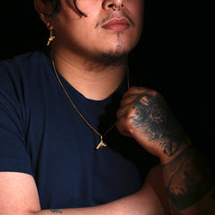 SST Gold Pistol Gun 24" Cuban Chain/Huggie Hoop Revolver Gun Dangle Earring 2pc Set