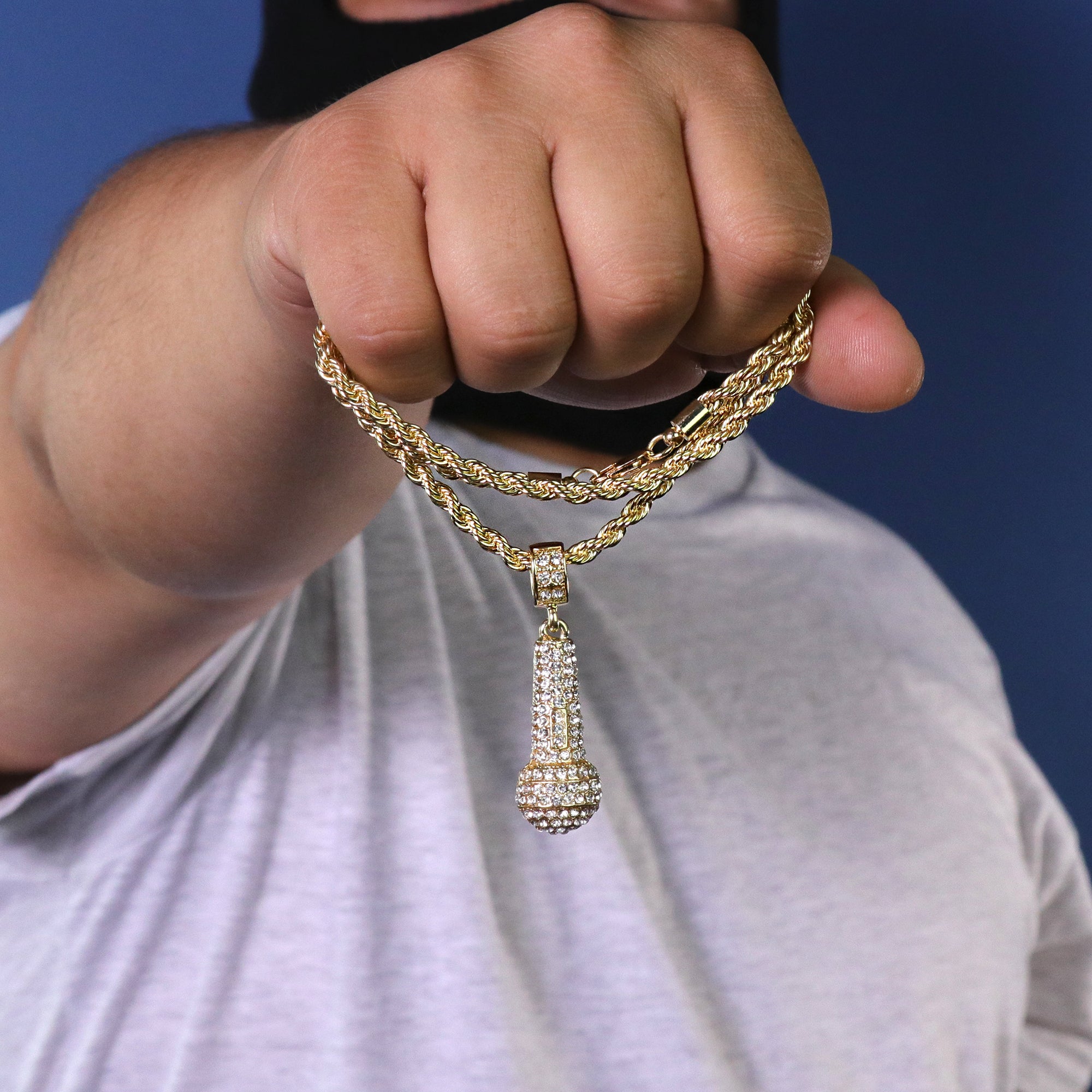 Microphone Pendant 24" Rope Chain Hip Hop 18k Jewelry