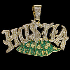 3pc Set Huge HUSTLA Gold Plated 18,20" Fully Cz Hip Hop Cuban Choker Chain