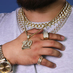 100 Emoji Pendant 24" Rope Chain Hip Hop 18k Jewelry