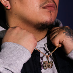 Gold Plated Smile Now, Cry Later 24" Rope Chain/Stainless Steel Huggie Hoop Cz Earrings 2pc Set