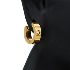 Gold Plated Smile Now, Cry Later 24" Rope Chain/Stainless Steel Huggie Hoop Cz Earrings 2pc Set