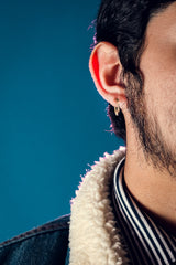 Gold Plated Face Exquisite Tentacion 24" Rope Chain/Stainless Steel Huggie Hoop Thin Earrings