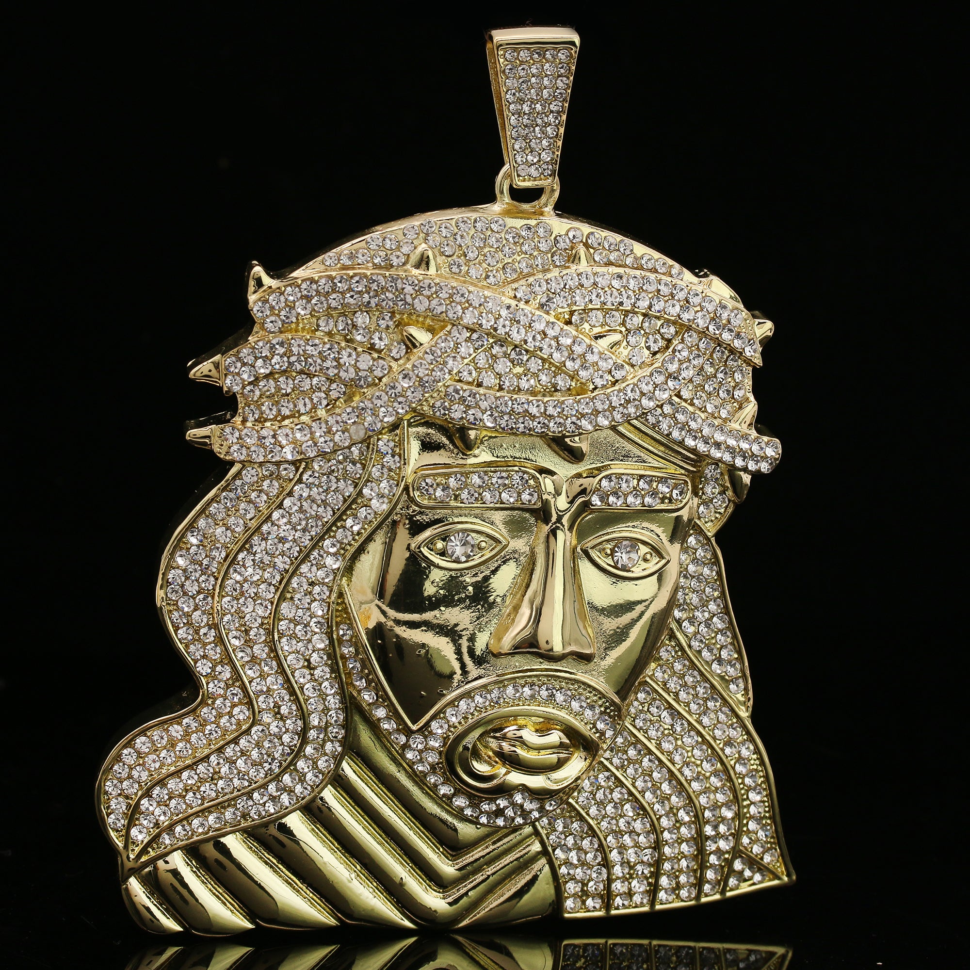3pc Set XXL Wide Face Jesus Pendant & 2 Iced Cuban Chains – 18"/20"