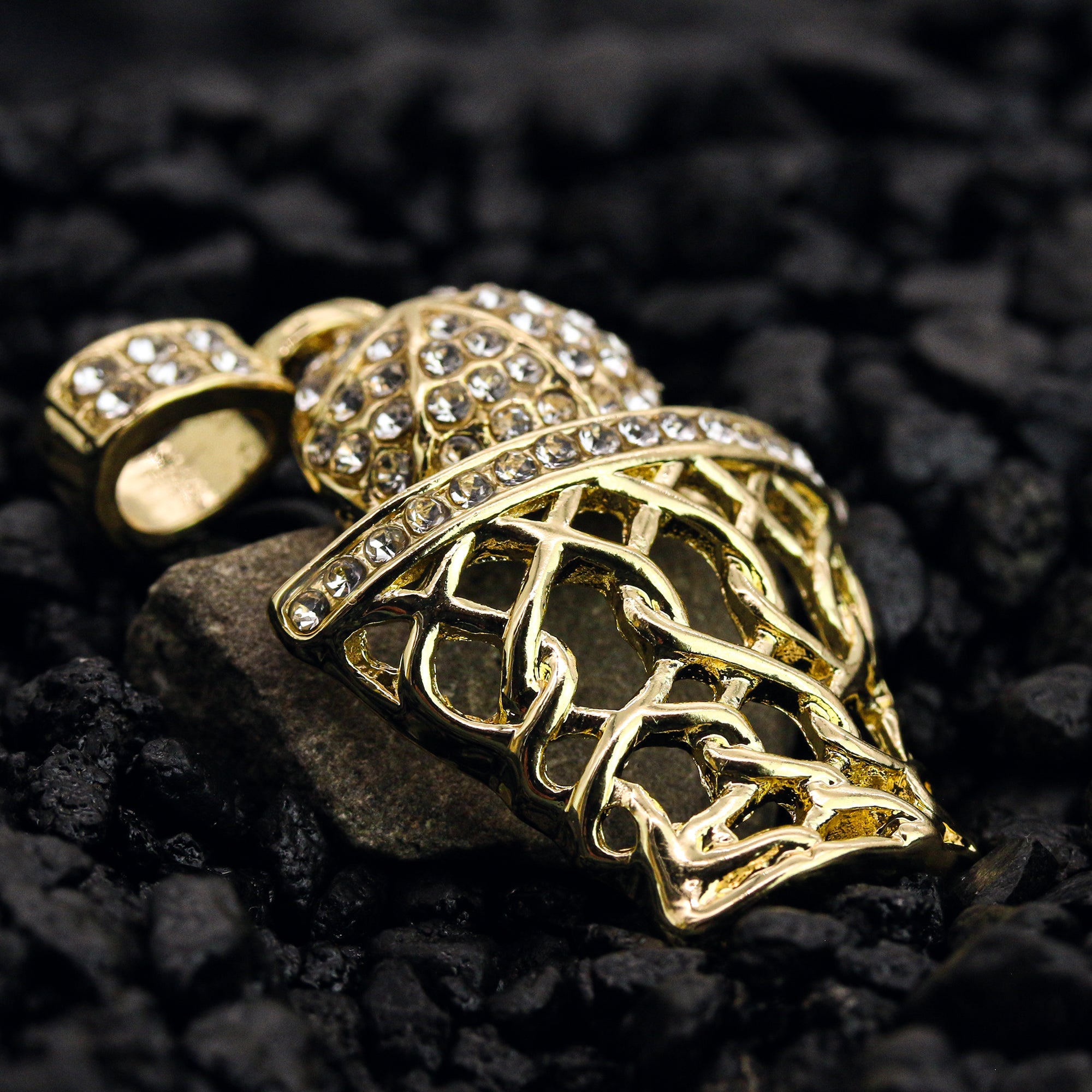 Basketball Iced Pendant 18K 24" Rope Chain Hip Hop Jewelry