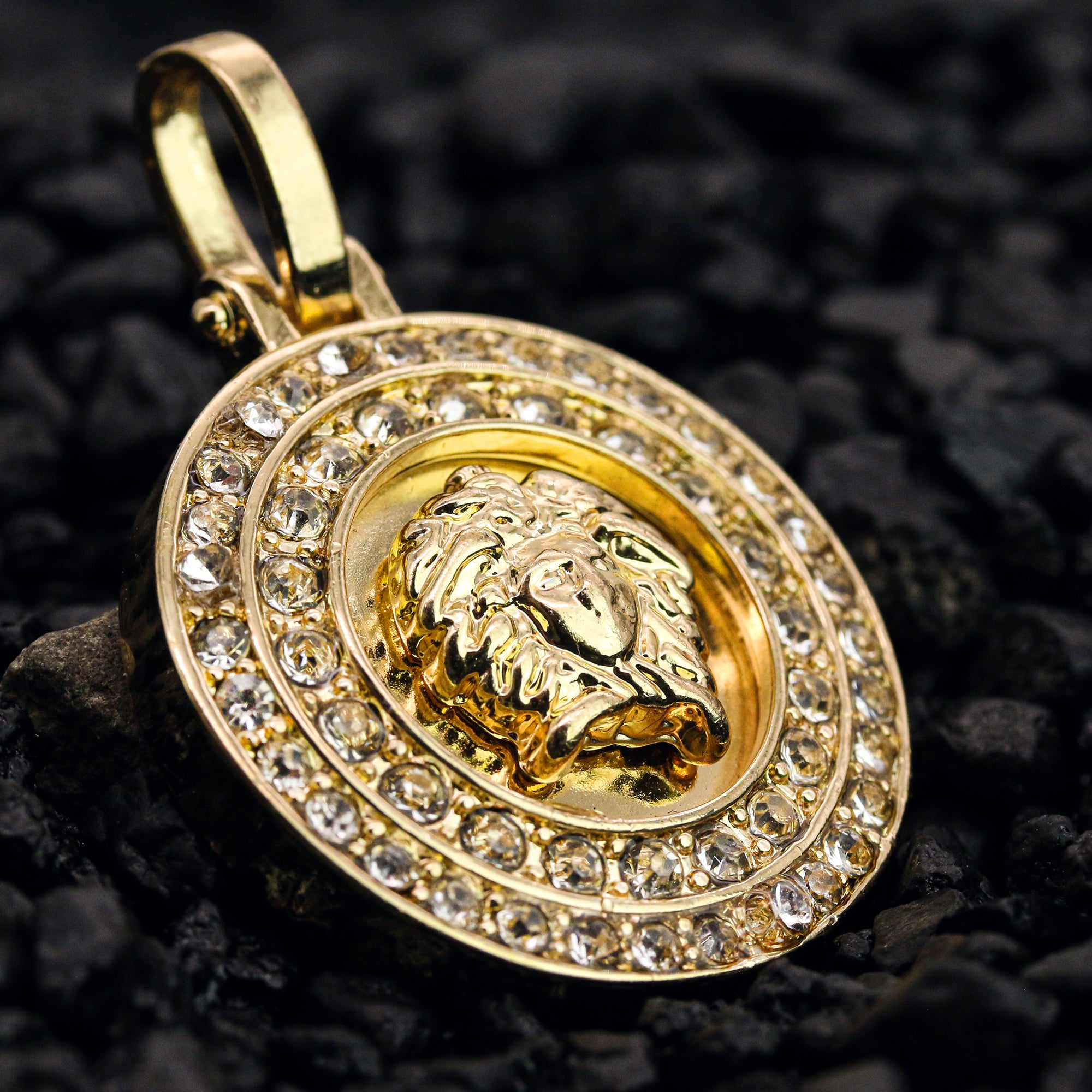 Medusa Face Medallion Pendant 24" Rope Chain Hip Hop 18k Jewelry