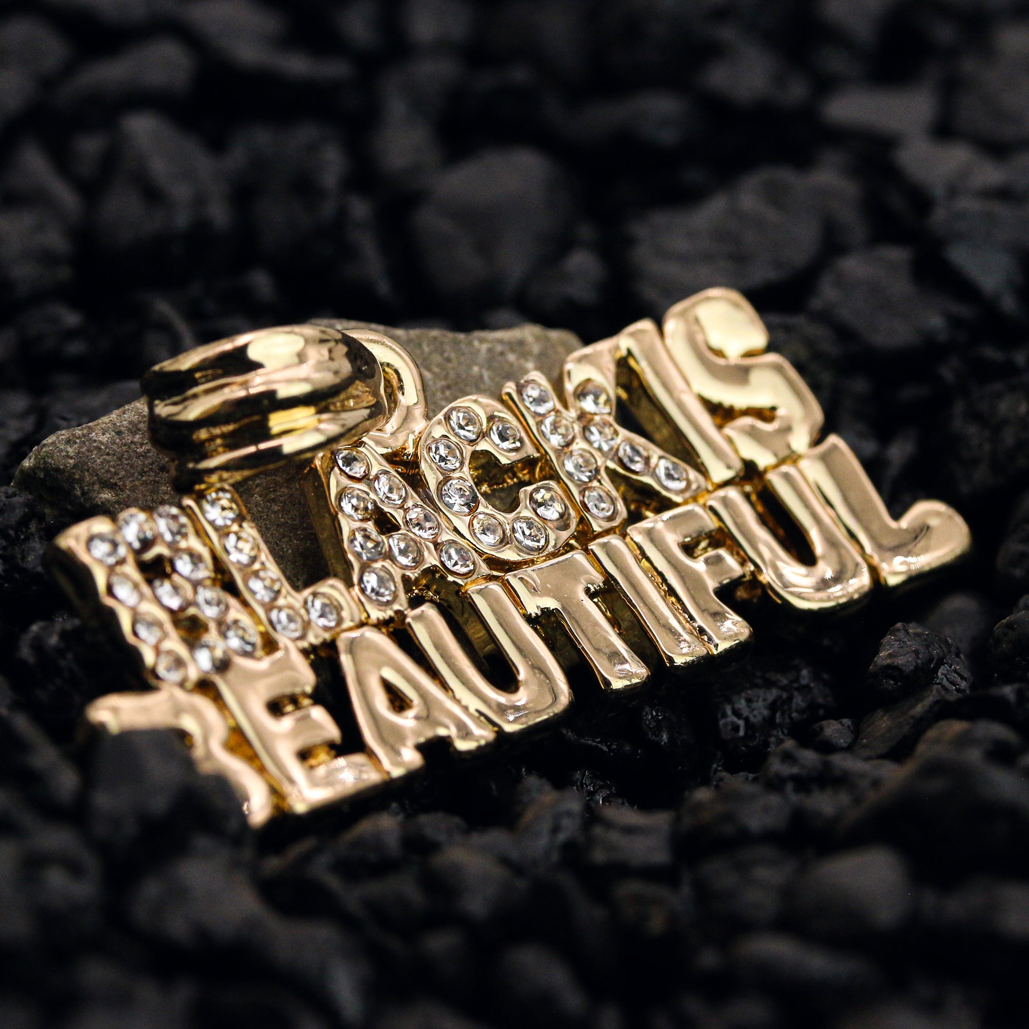 Black Is Beautiful Pendant 18K 24" Rope Chain Hip Hop Jewelry
