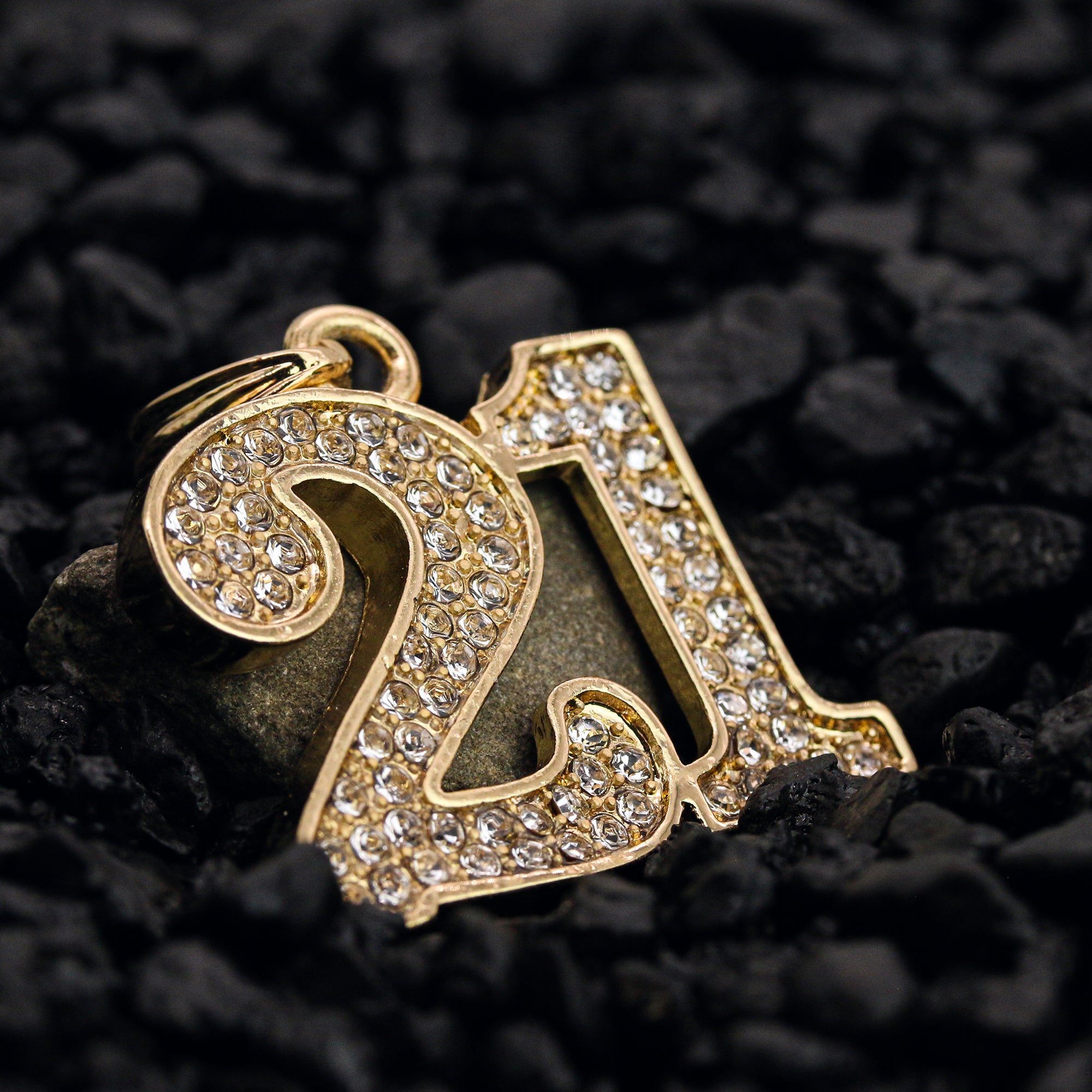 21 Lucky Number Pendant 24" Rope Chain Hip Hop 18k Jewelry