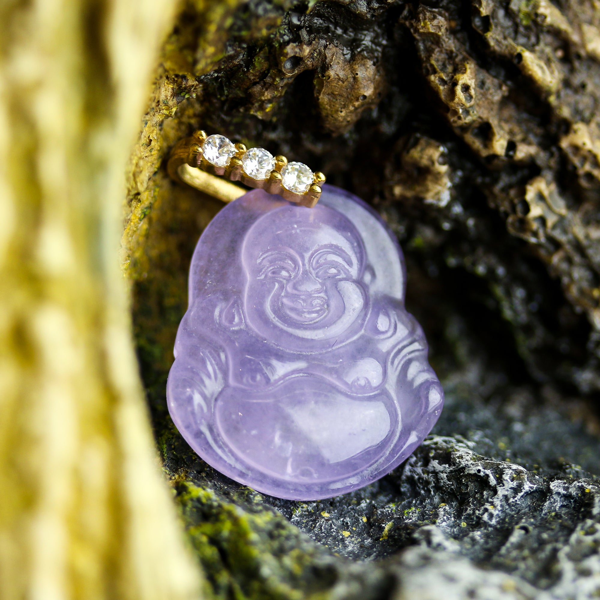 JADE BUDDHA PENDANT ON CUBAN CHAIN 24"