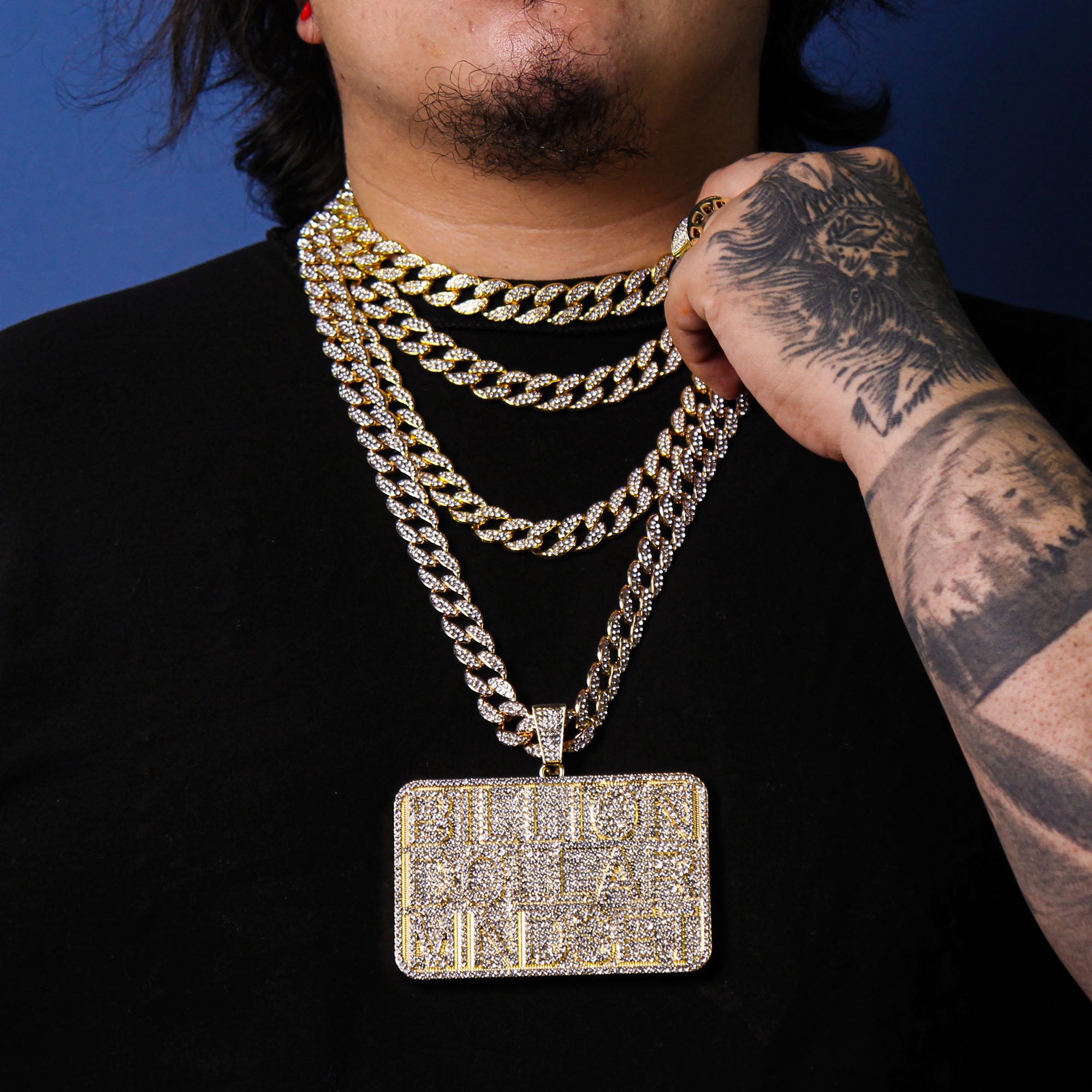 XXL Billion Dollar Pendant & Iced Cuban Chain – 16mm 18"-30" Gold Hip Hop Bling