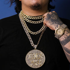 XXL Big #23 Pendant & Iced Cuban Chain – 16mm 18"-30" Gold Hip Hop Jewelry