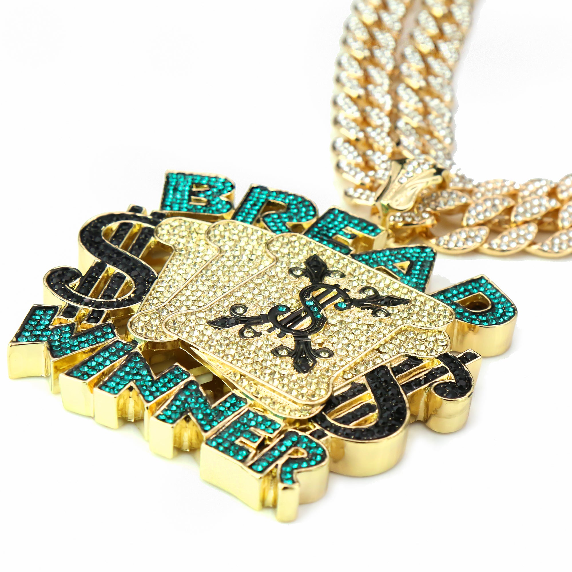 Huge Money Bread Winner Gold Plated 18,20" Fully Cz Cuban Choker Chain