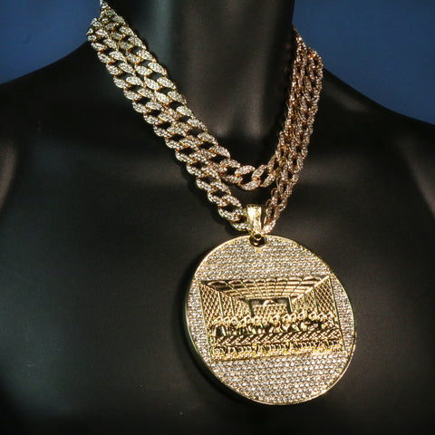 3pc Set – Huge Last Supper Temple Pendant & Iced Cuban Chains 18"/20"