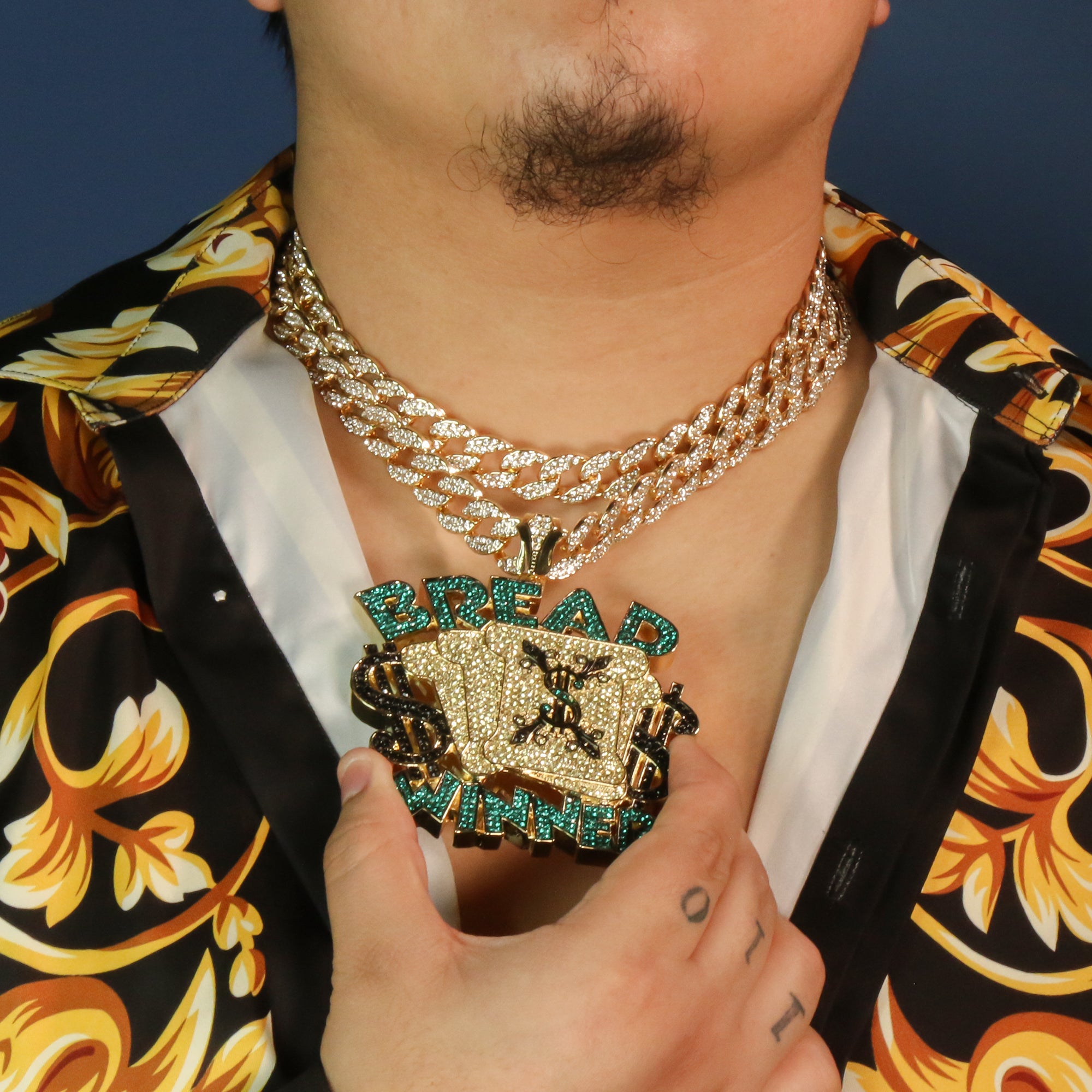 Huge Money Bread Winner Gold Plated 18,20" Fully Cz Cuban Choker Chain