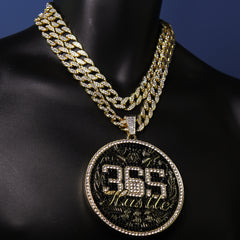 3PC XXL 365 Hustle Money Pendant & Iced Cuban Chain Set 18"/20" β Gold Bling